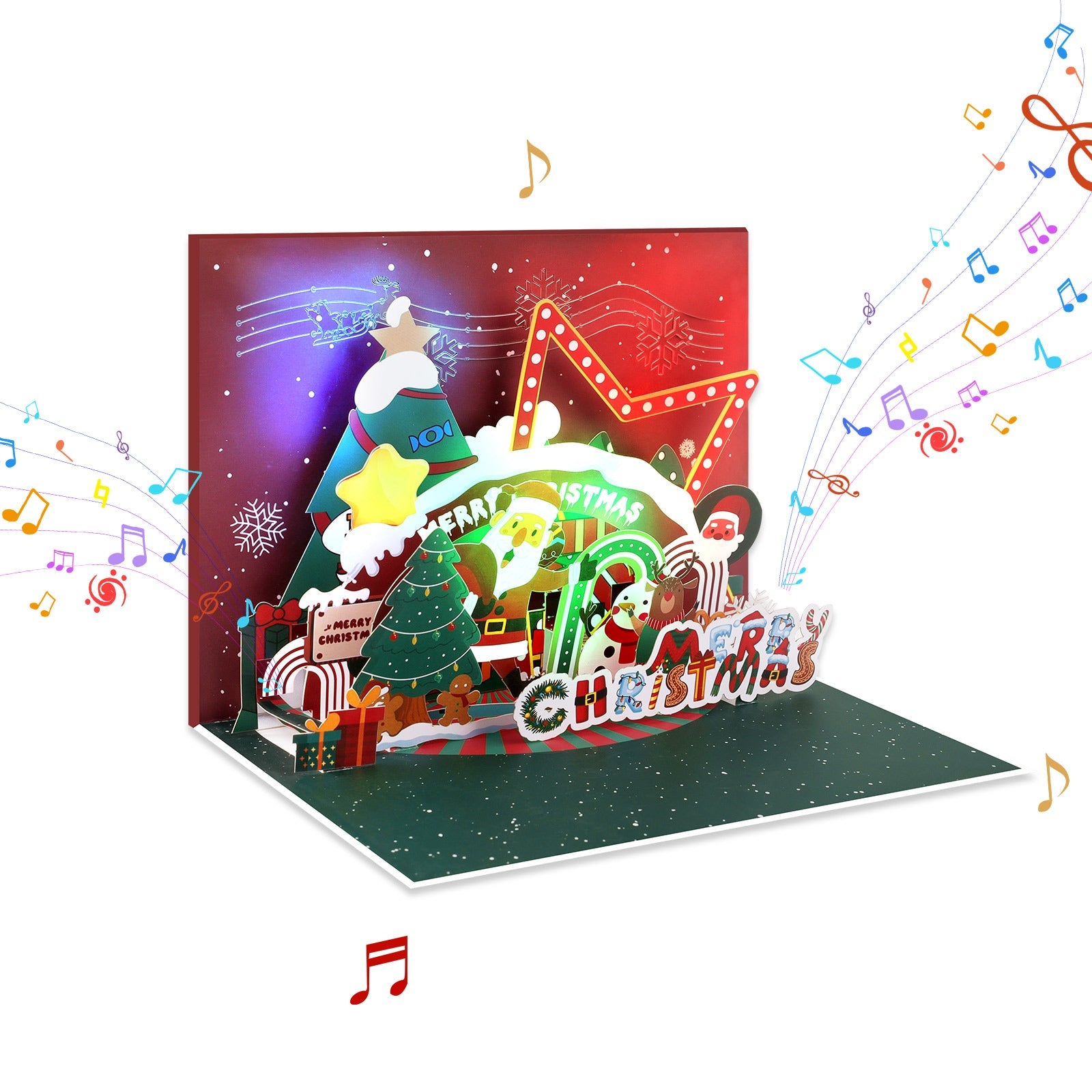 Christmas Musical Pop Up Greeting Card - Unique 3D Holiday Card with Envelope Magic Ants