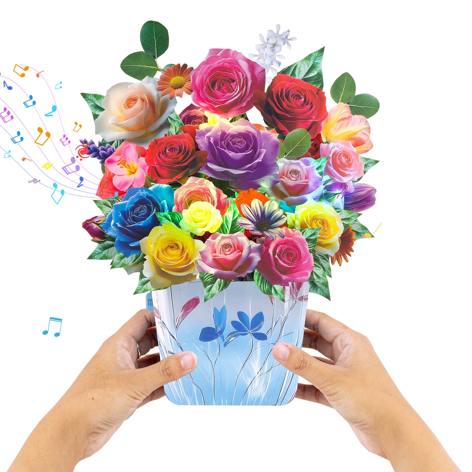 Rose musical pop-up card with coordinating envelope