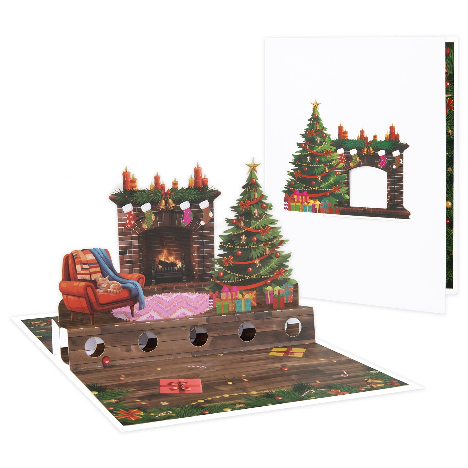 Christmas Pop Up Money Gift Card - 3D Holiday Greeting Card with Cash Holder - 3D Christmas Fireplace Design for Cash Gifts and Seasons Greetings Magic Ants