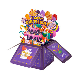 Birthday Gift Box Pop Up Card - 3D Celebration Bouquet Box Design | Handmade Birthday Keepsake Gift Magic Ants