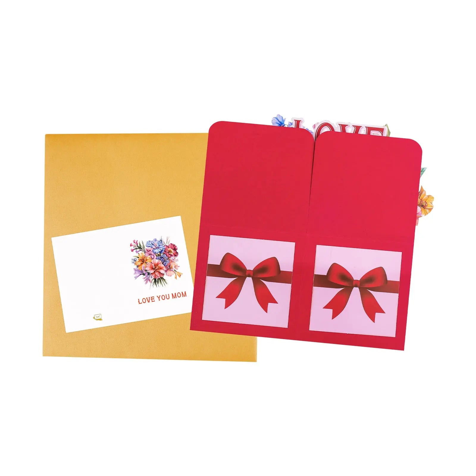 Flower Box 3D LOVE MOM Pop Up Card - 3D Bouquet Box | Handmade 3D Card | Unique Gift for Mother's Day, Birthday Magic Ants