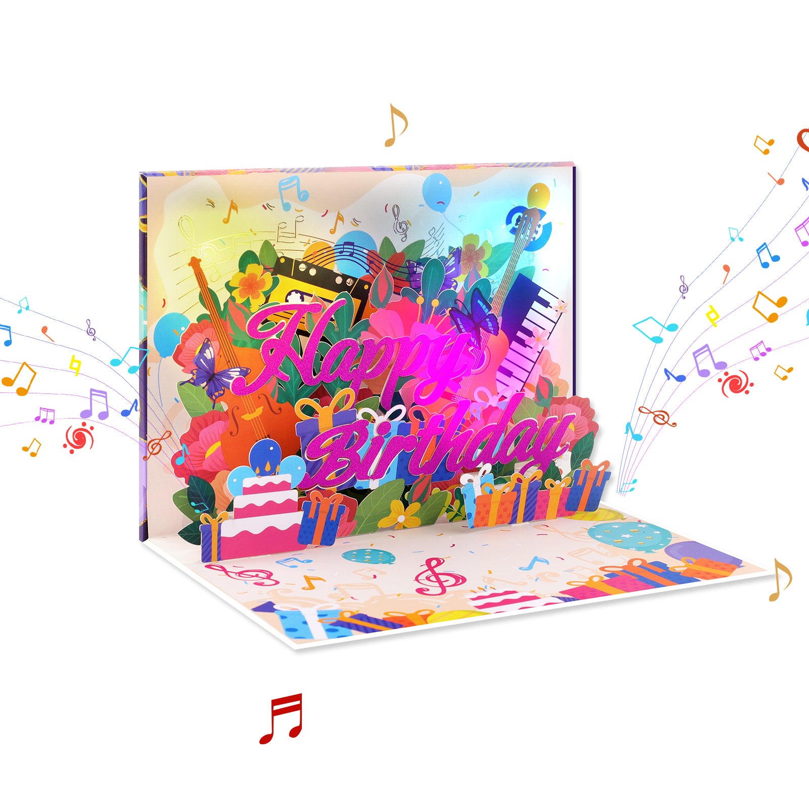 Musical Birthday Pop-Up Card with Flower Scene Magic Ants
