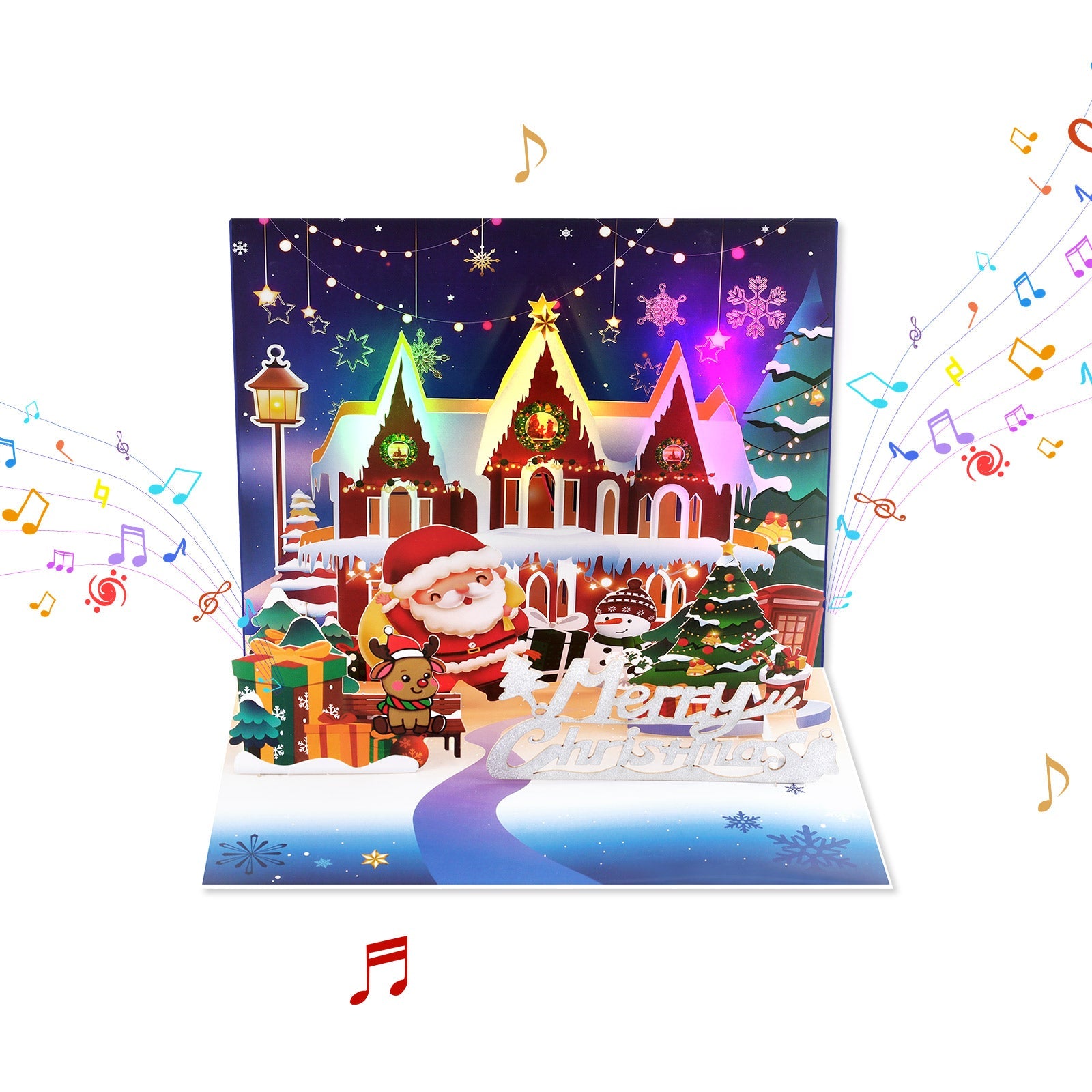 Festive Christmas Music Pop Up Card - 3D Holiday Card with Sound and Message Space Magic Ants
