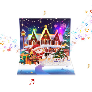 Festive Christmas Music Pop Up Card - 3D Holiday Card with Sound and Message Space Magic Ants