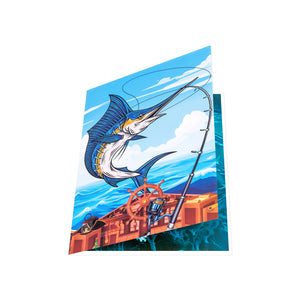 Fishing-Themed Pop-Up Card for Retirement, Birthday | 3D Yacht and Marlin Scene Design Magic Ants