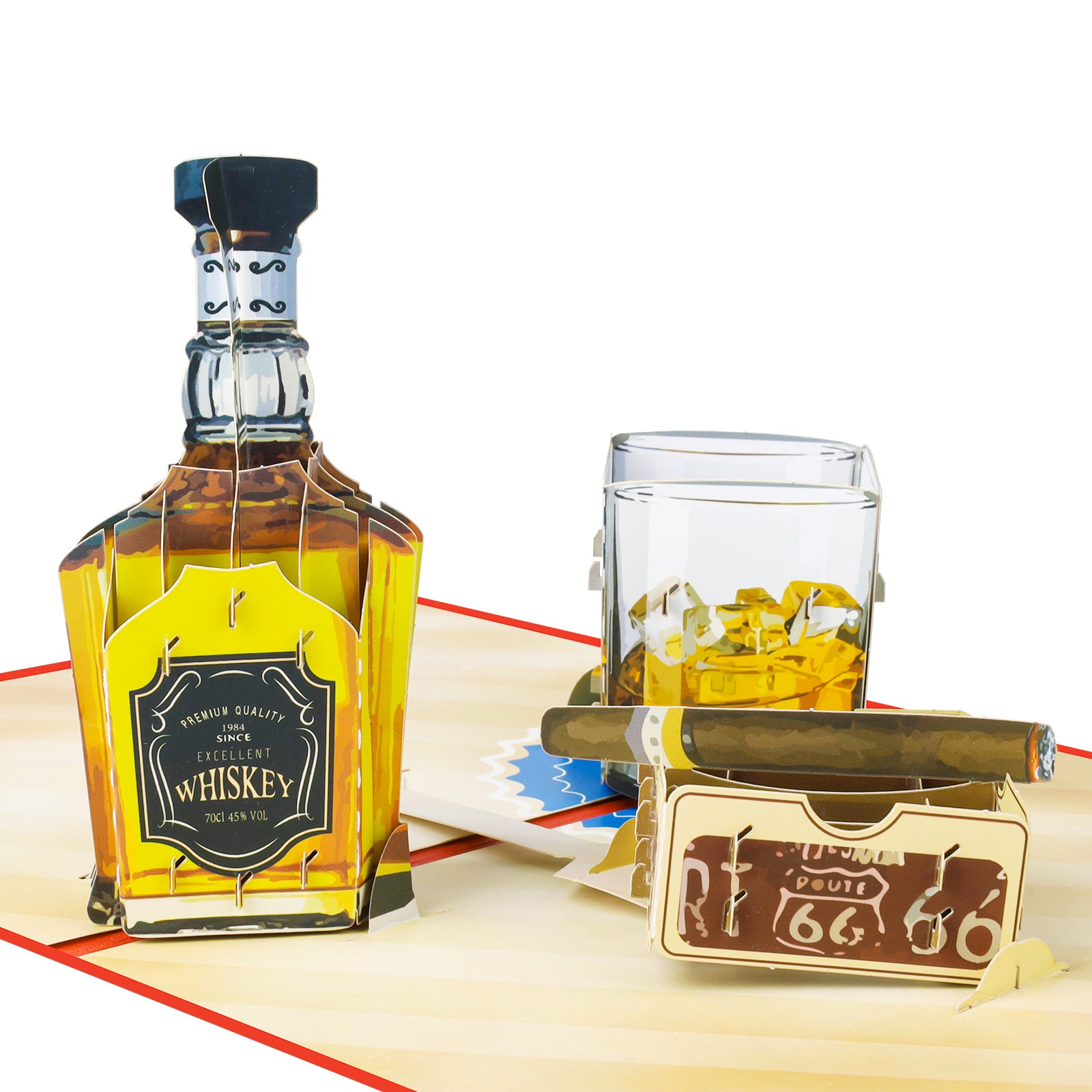 Whisky & Cigar 3D Pop Up Card for Farther's Day Birthday