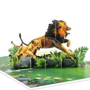 Powerful Father's Day Pop-Up Card | Lion Dad and Cub Design Magic Ants