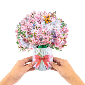 3D Cherry Blossom Bouquet Pop Up Card - Unique Pop-Up Flower Greeting Card for Mother's Day, Birthday, Anniversary & Special Occasions Magic Ants
