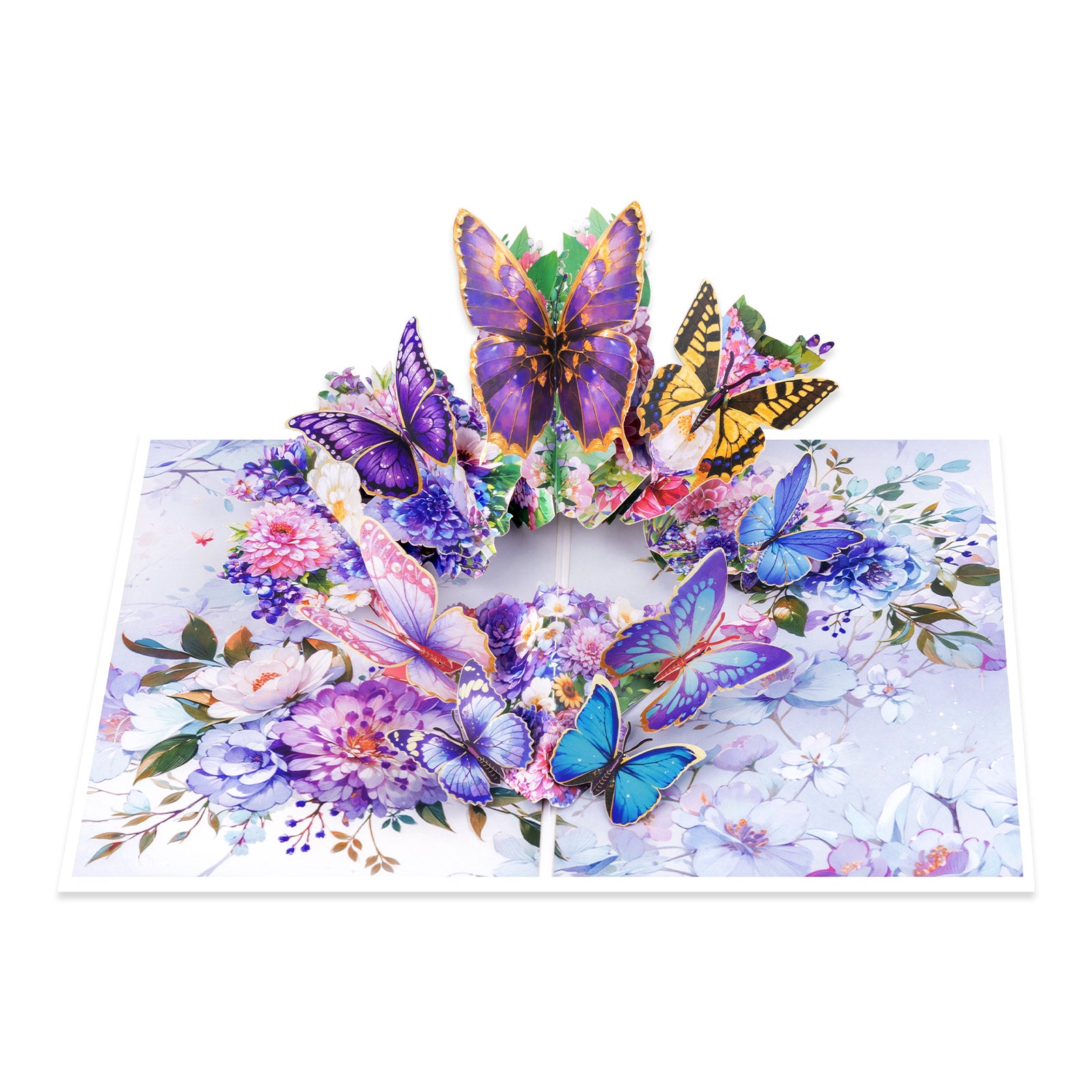 3D Pop Up Card - Butterflies and Dahlia Design - Handmade Greeting Card for Birthday, Thank You, Mother's Day & More