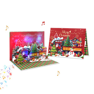 Holiday Music Pop Up Card for Christmas - 3D Sound Greeting Card with Notecard Magic Ants