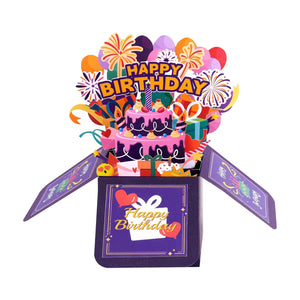 Birthday Gift Box Pop Up Card - 3D Celebration Bouquet Box Design | Handmade Birthday Keepsake Gift Magic Ants