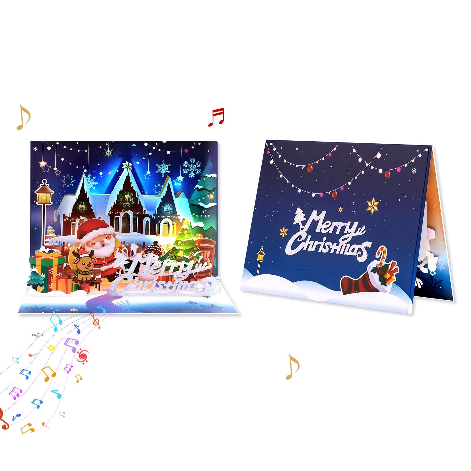 Festive Christmas Music Pop Up Card - 3D Holiday Card with Sound and Message Space Magic Ants