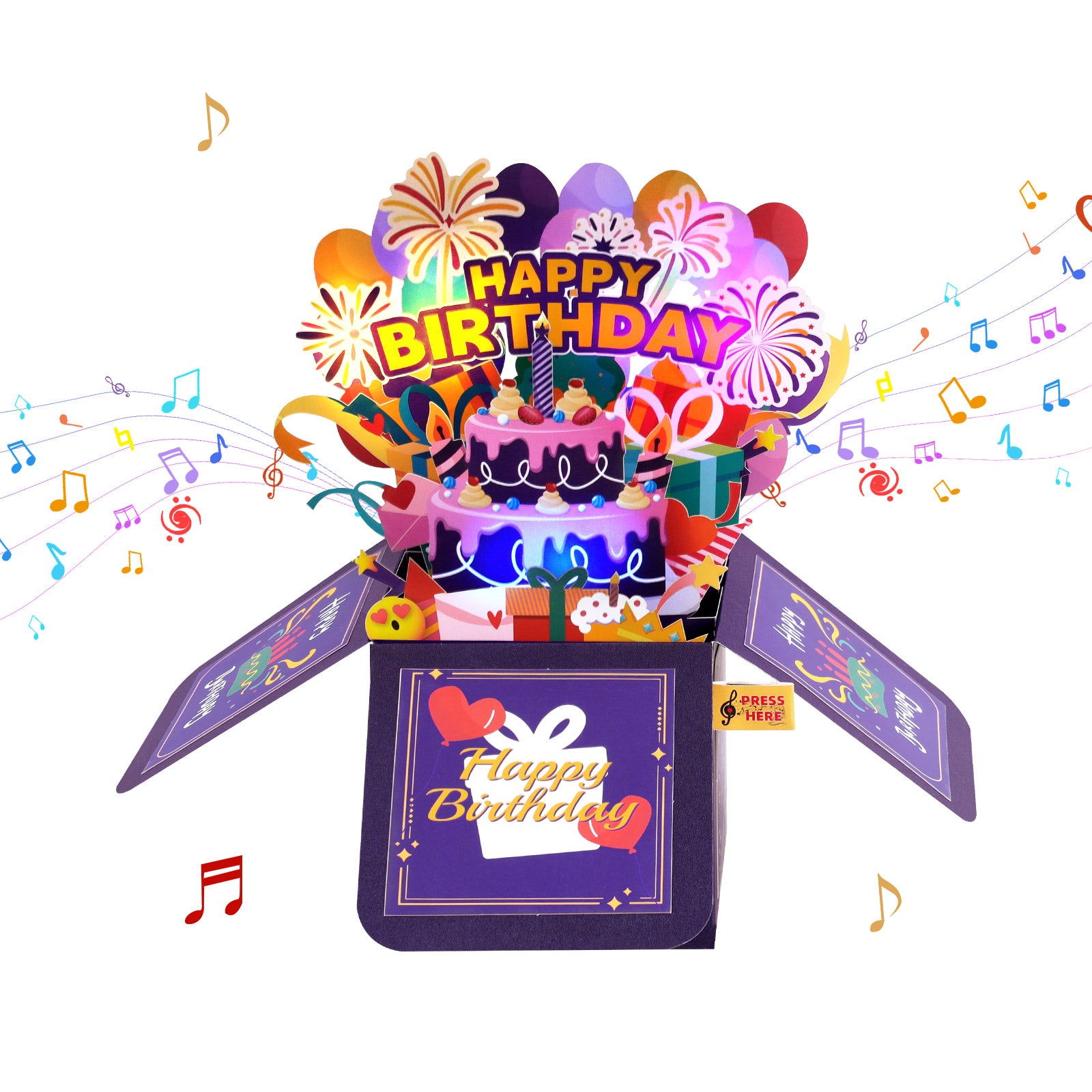 Musical Birthday Gift Box Pop-Up Card with Lights Magic Ants