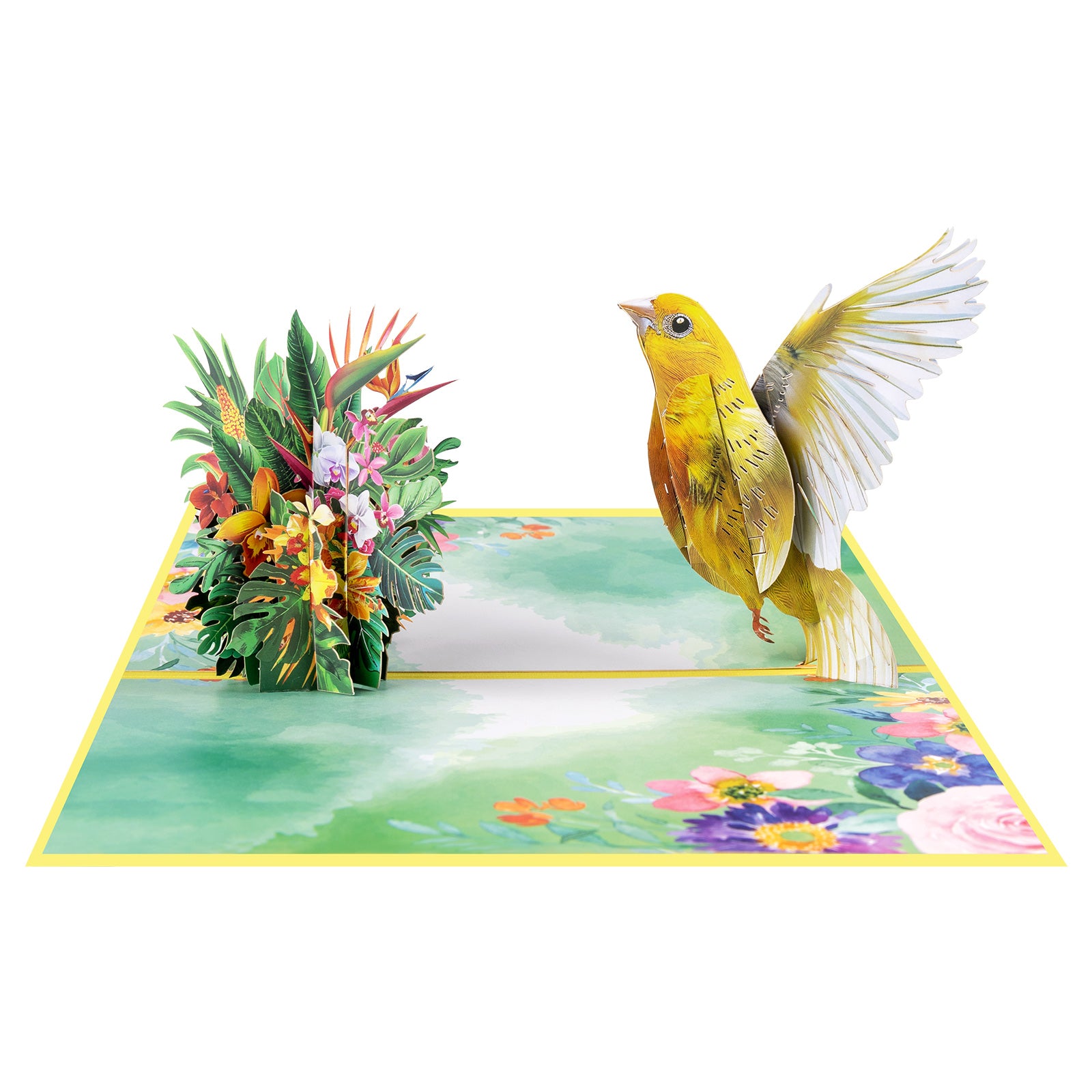 3D Pop Up Card - Canary Bird Flying- Handmade Greeting Card for Birthday, Mother‘s Day, Thank You & More