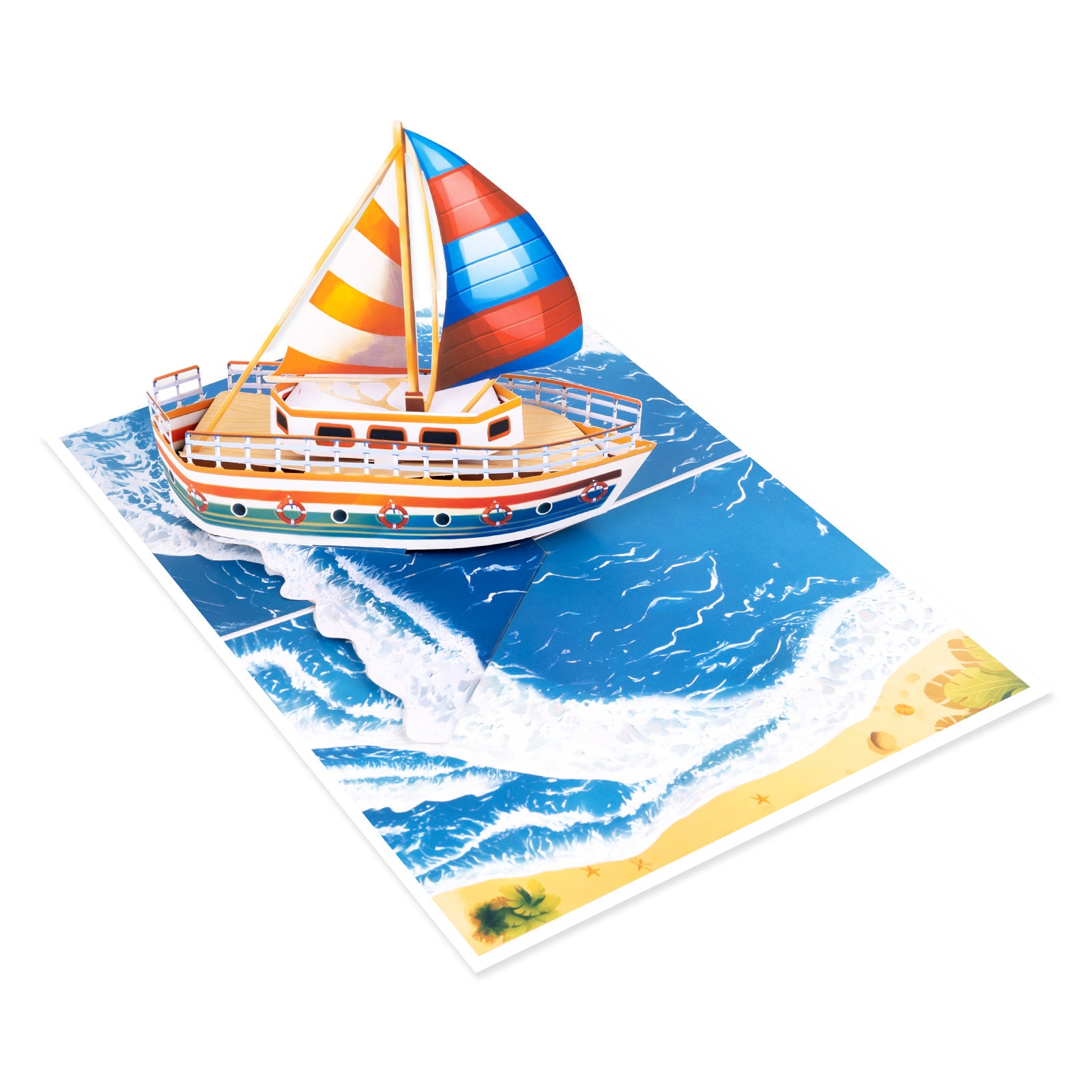 Colorful Sailboat Pop Up Card - 3D Ocean Sailing Greeting Card, Nautical Gift with Envelope & Notecard Magic Ants