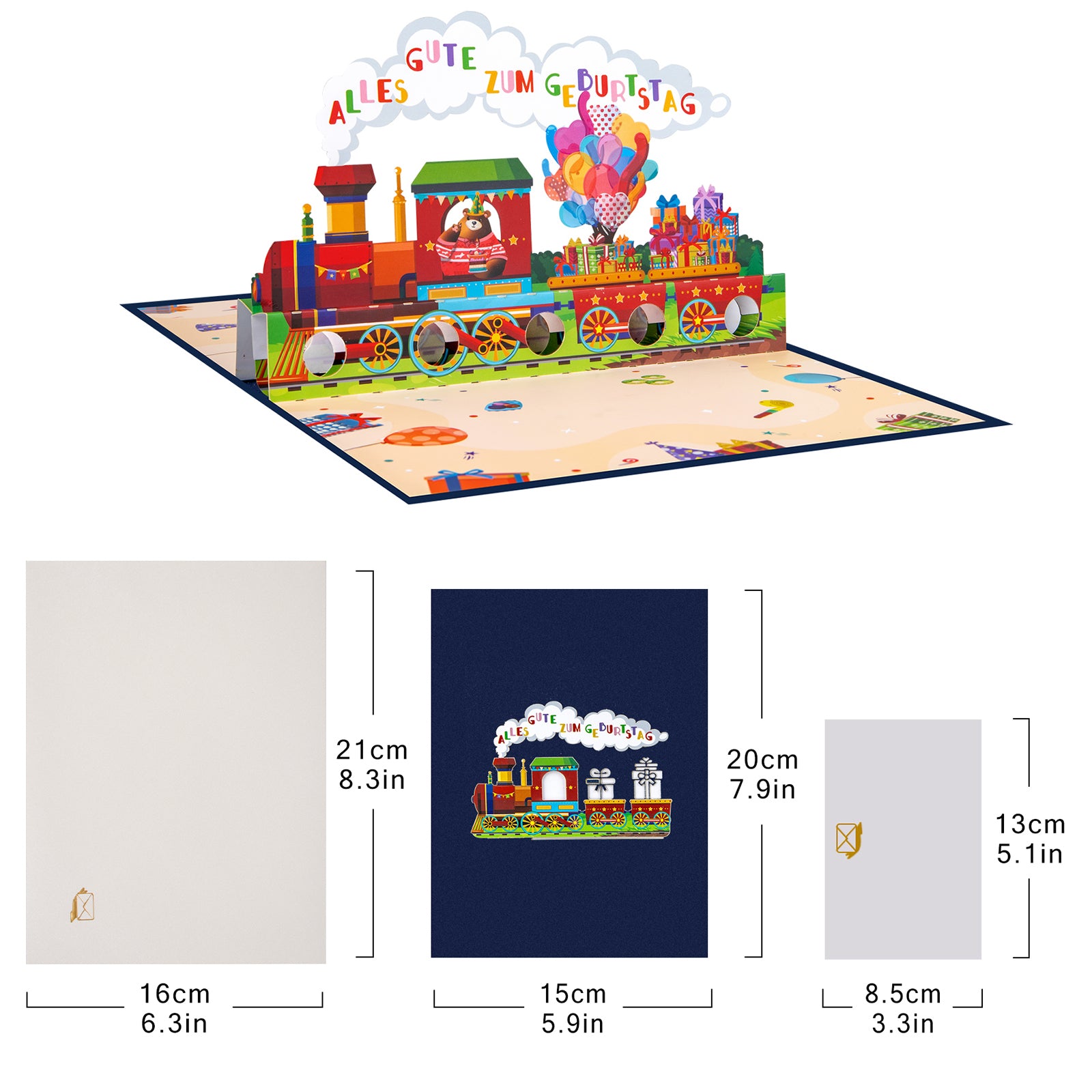 Birthday Pop Up Money Gift Card - 3D Birthday Train Greeting Card with Cash & Gift Card Holder