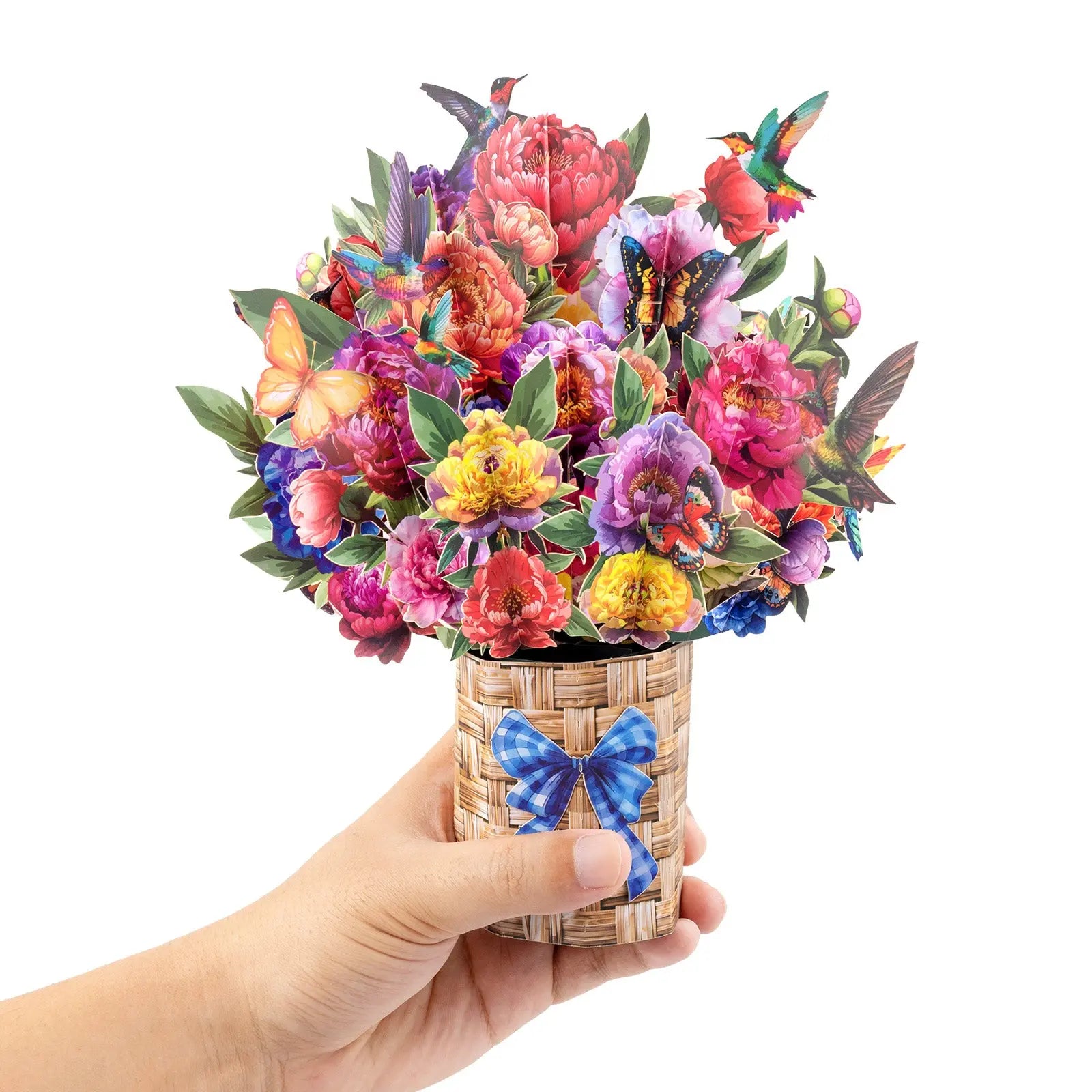 Hummingbird Bouquet Pop Up Card - Peony Flowers Elegant Gift for Mother's Day, Birthdays & Special Occasions Magic Ants