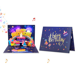 Musical Birthday Pop-Up Card with Rainbow Cake Magic Ants