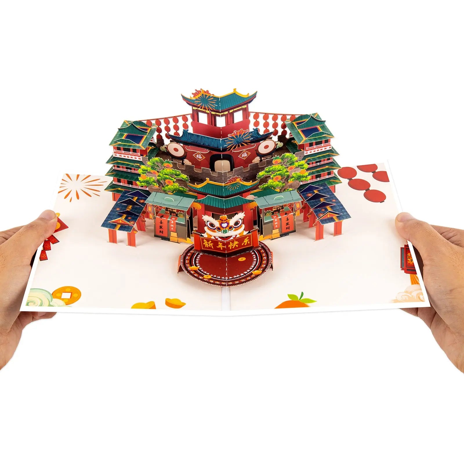Chinese New Year Pop-Up Card | Ancient City Gate & Lion Dance Design Magic Ants