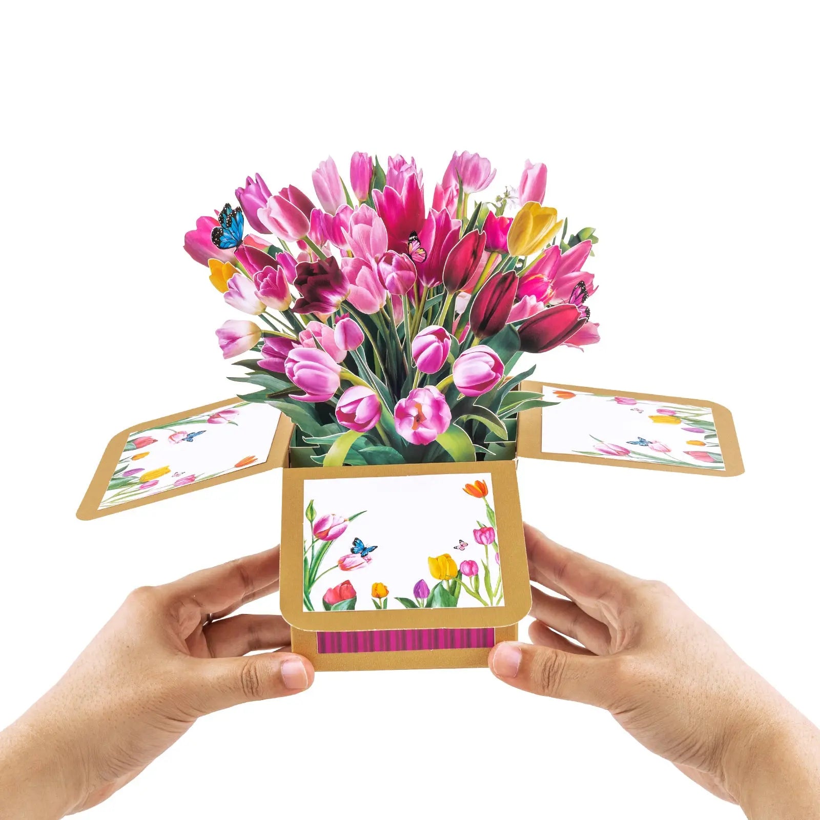 Birthday Flowers Pop Up Card - 3D Tulips Bouquet Box Card | Handmade Birthday Keepsake Gift Magic Ants