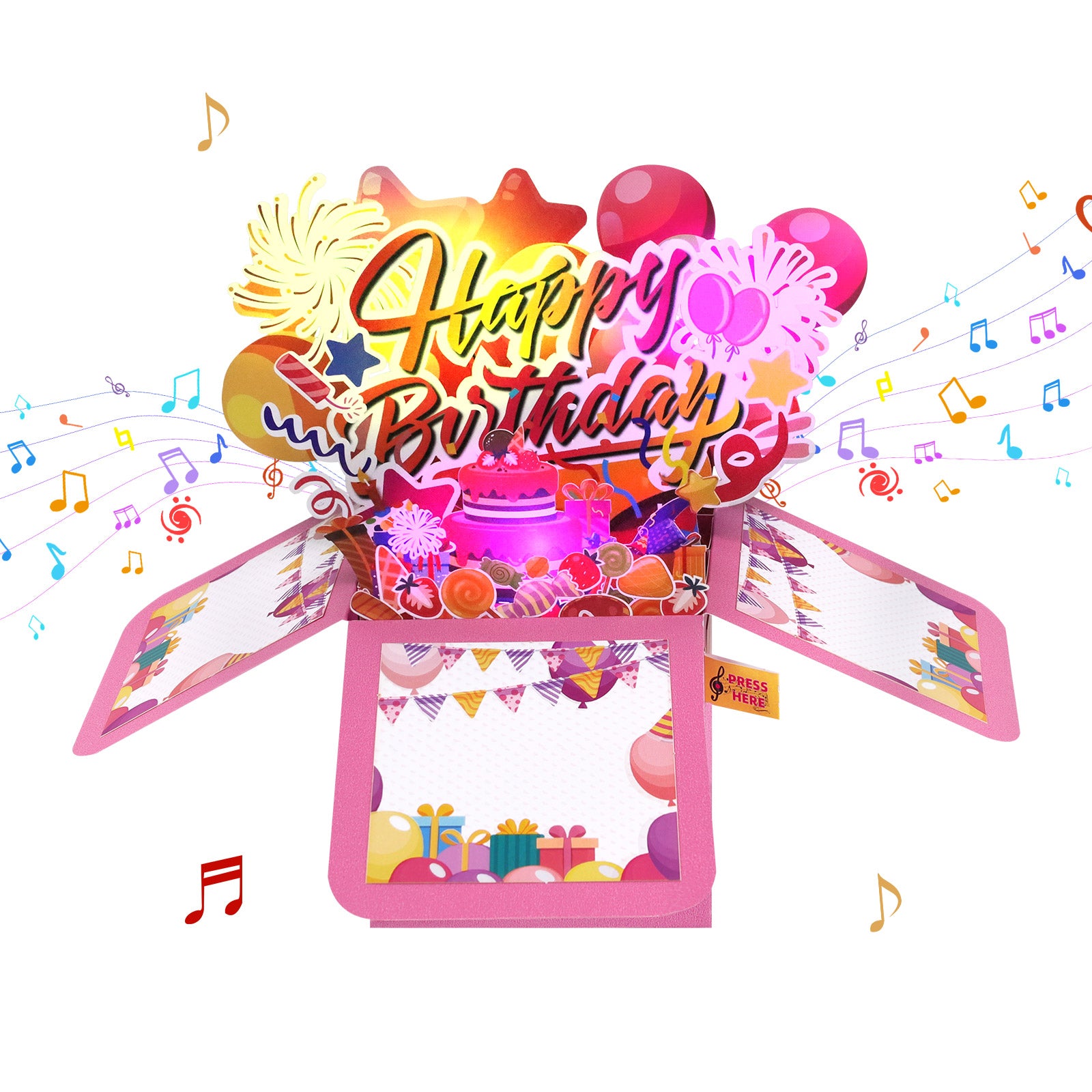 Musical Happy Birthday Pop-Up Card with Fireworks Magic Ants