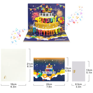 Musical Birthday Pop-Up Card with Piano Cake Magic Ants