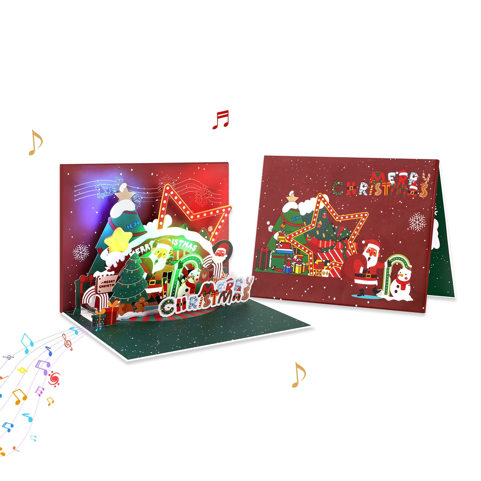 Christmas Musical Pop Up Greeting Card - Unique 3D Holiday Card with Envelope Magic Ants