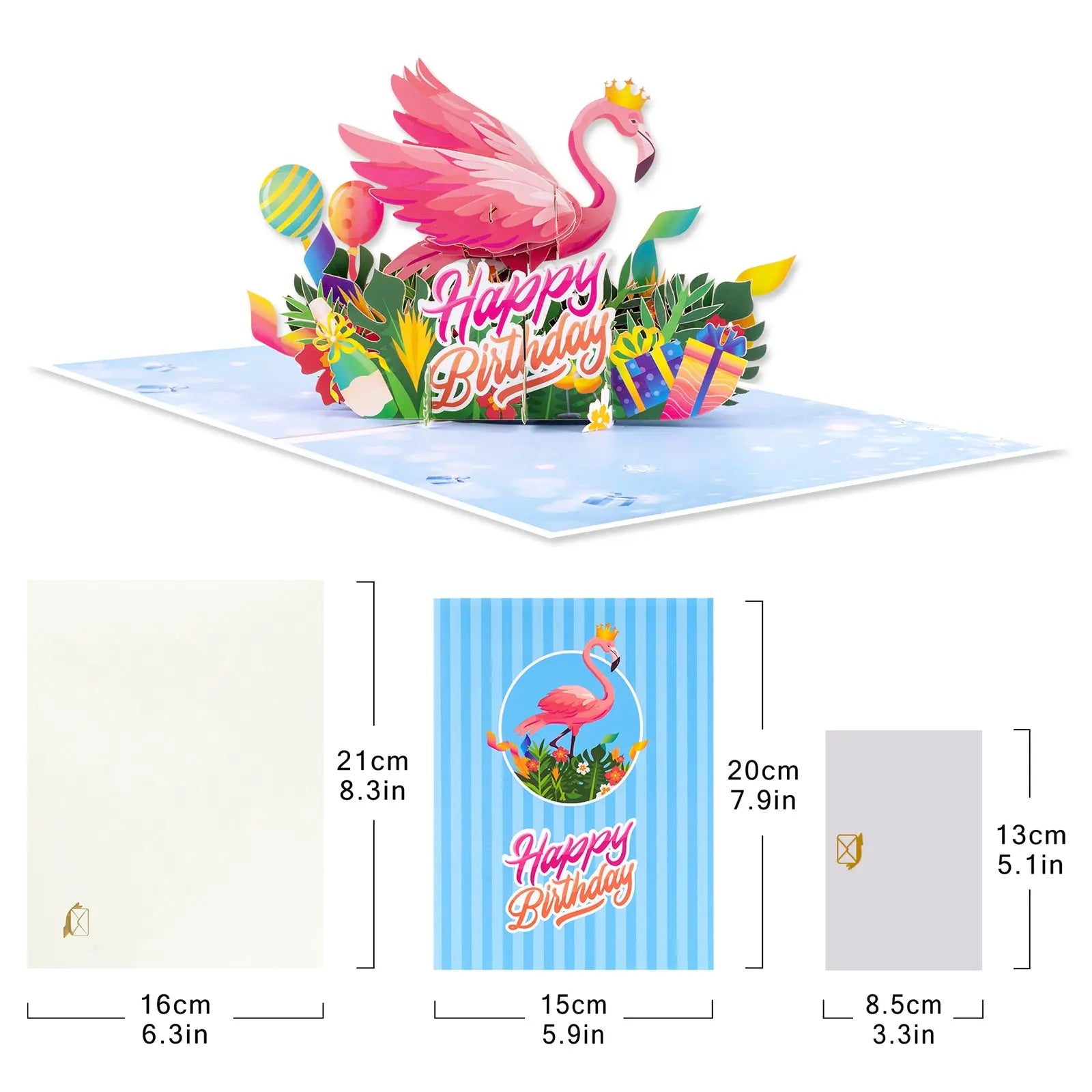 Flamingo Birthday Pop-Up Card Tropical Design Magic Ants