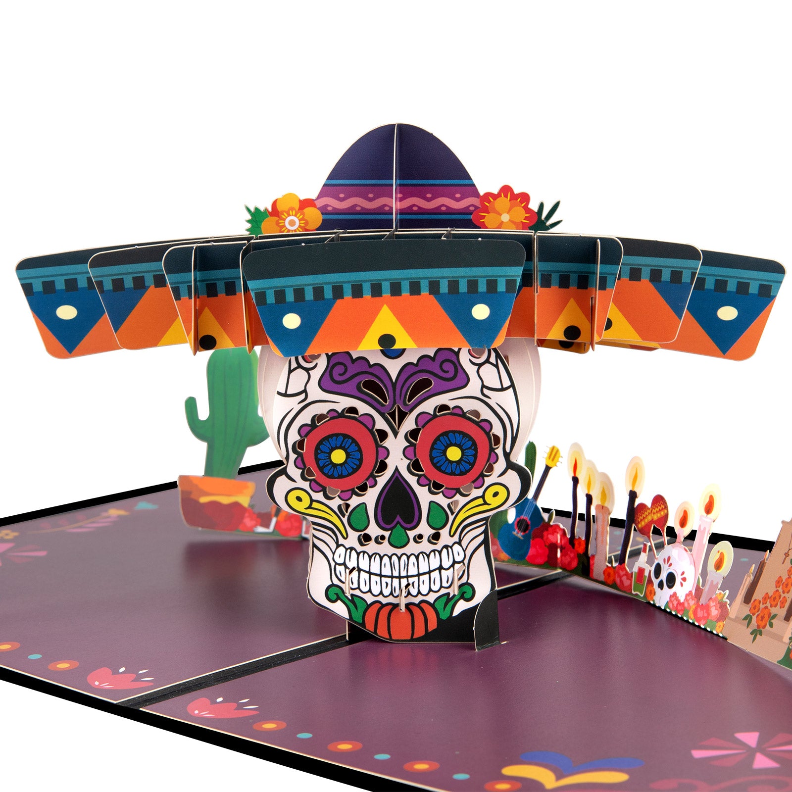 Day of the Dead Pop Up Card - 3D Dia de los Muertos Greeting Card with Envelope