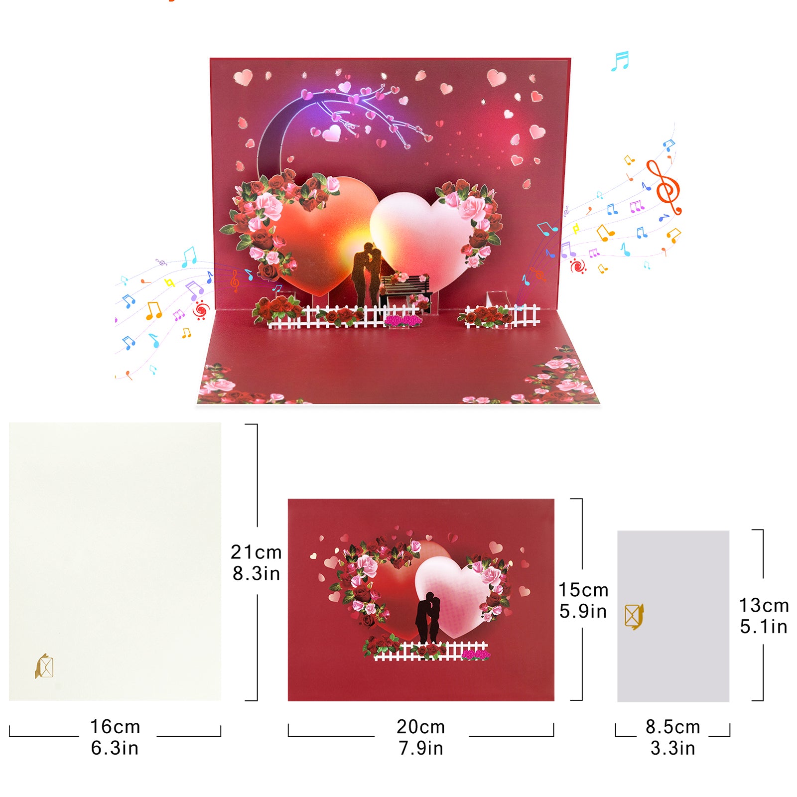 Luxury Musical 3D Pop-Up Valentine's Day Card – Pink Love Explosion with Romantic Instrumental Melody & Colorful Twinkling Lights Magic Ants