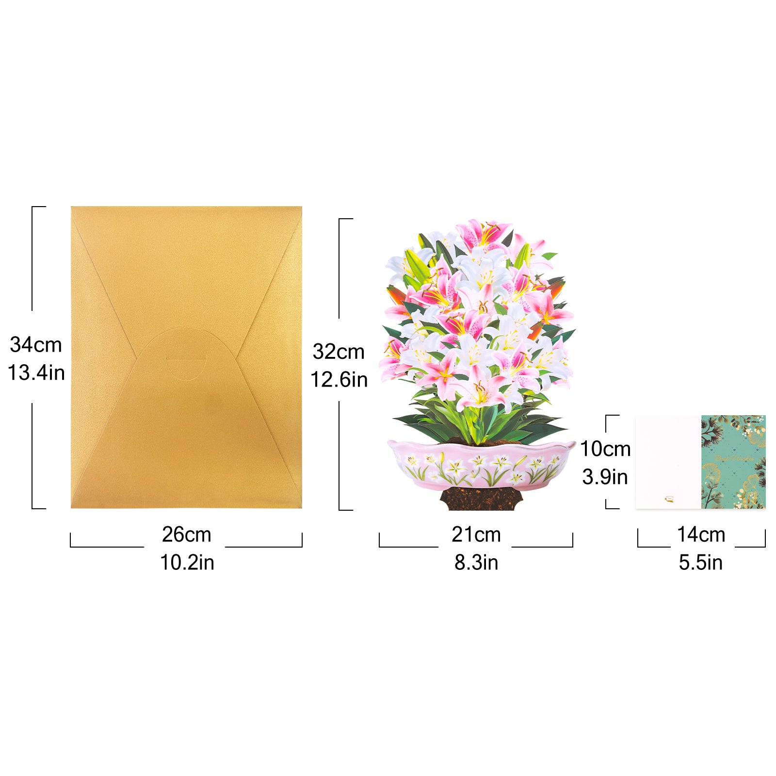 Lily Bouquet 3D Pop-Up Card | Personalized Flower Card for Birthday, Mother's Day & All Occasions
