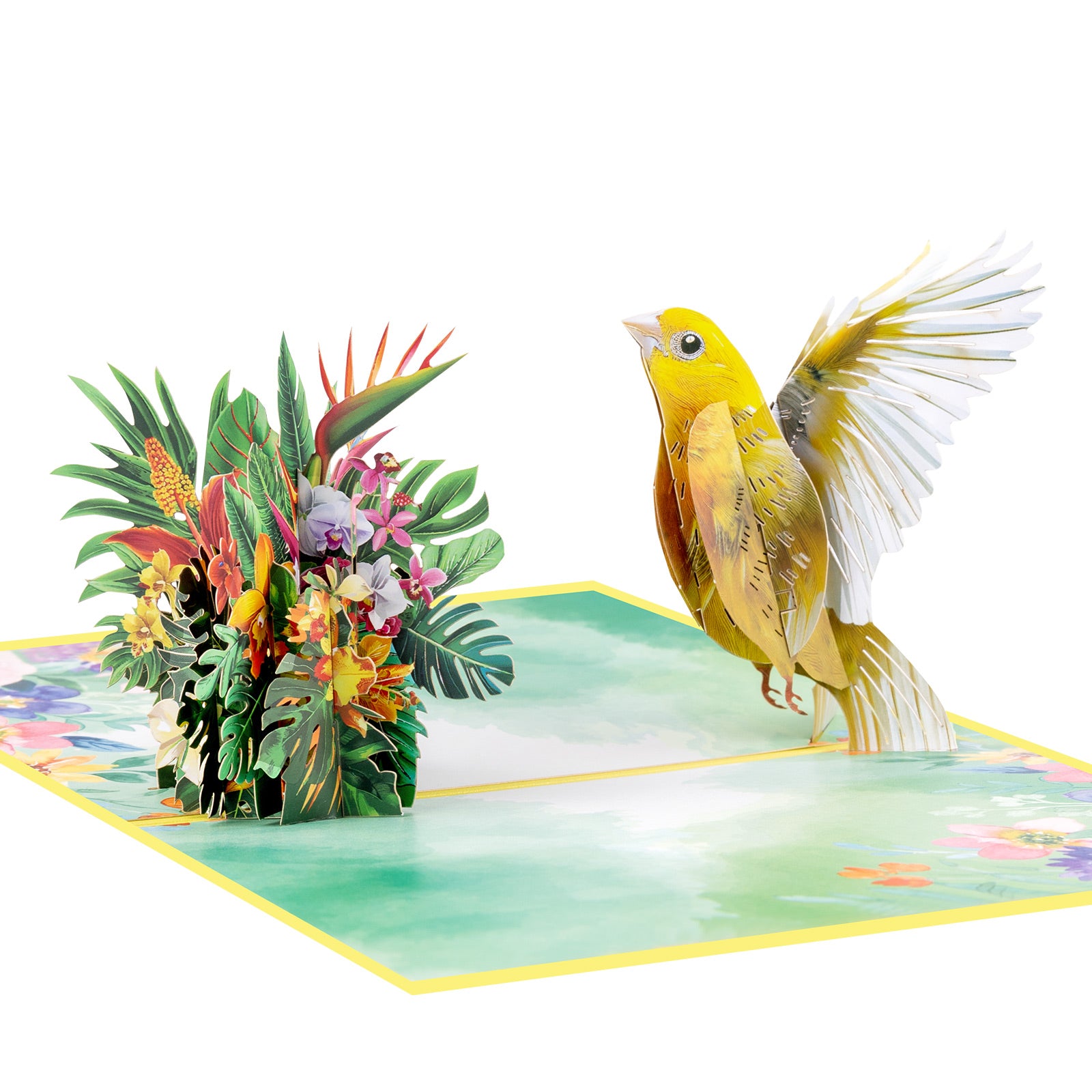 3D Pop Up Card - Canary Bird Flying- Handmade Greeting Card for Birthday, Mother‘s Day, Thank You & More