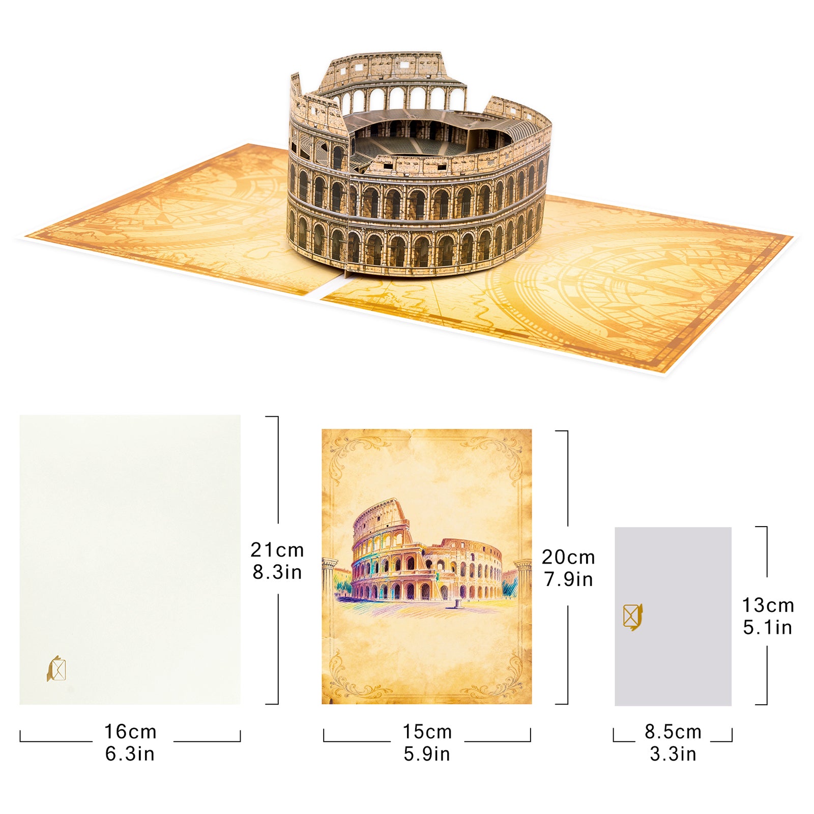 Colosseum 3D Pop-Up Card | Personalized Rome Landmark Greeting Card for Travel Lovers & Italy Fans