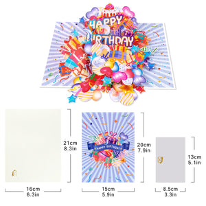 Happy Birthday Pop-Up Card | Gifts and Balloons Design Magic Ants