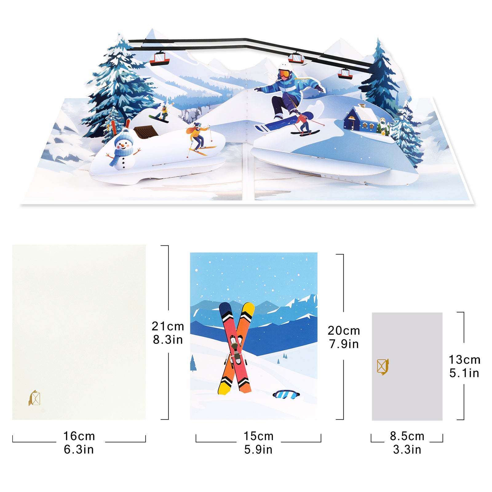 Skiing Pop-Up Card for Winter Sports Lovers Magic Ants