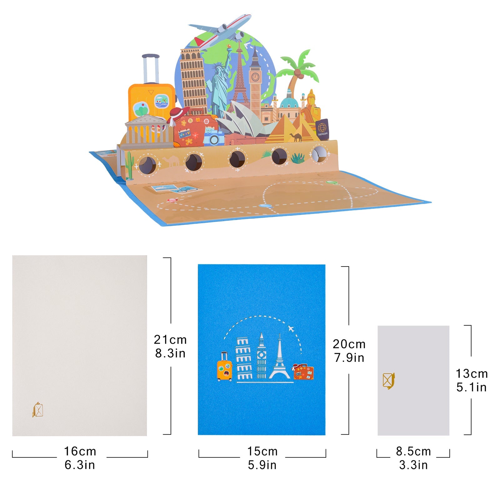 Travel Pop Up Money Gift Card - 3D Greeting Card with Cash & Gift Card Holder for Honeymoon Magic Ants