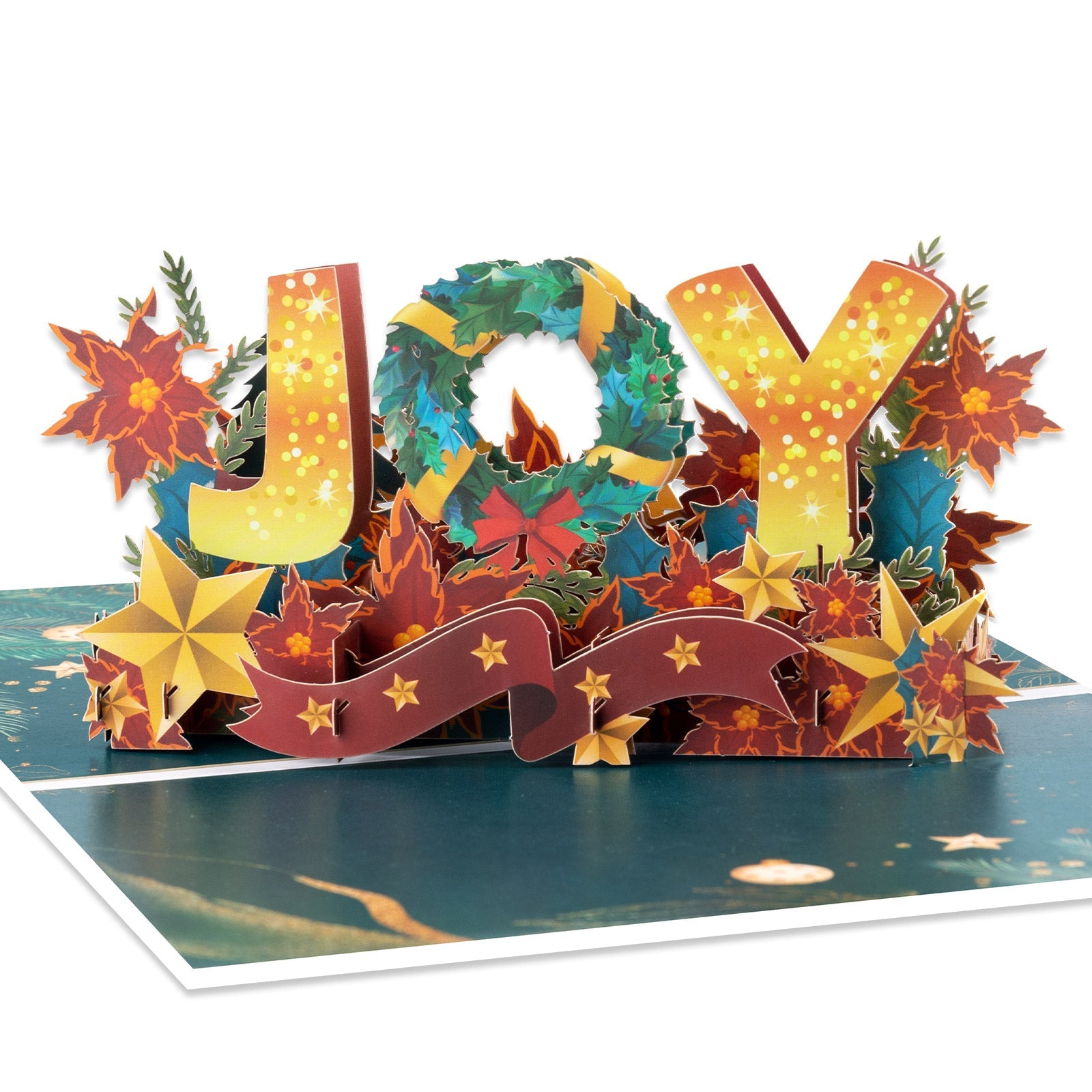 Festive 3D Joy Christmas Greeting Card - Unique Pop Up Holiday Card with Message Space Magic Ants