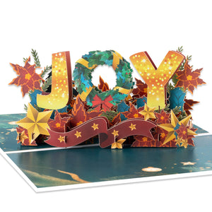 Festive 3D Joy Christmas Greeting Card - Unique Pop Up Holiday Card with Message Space Magic Ants