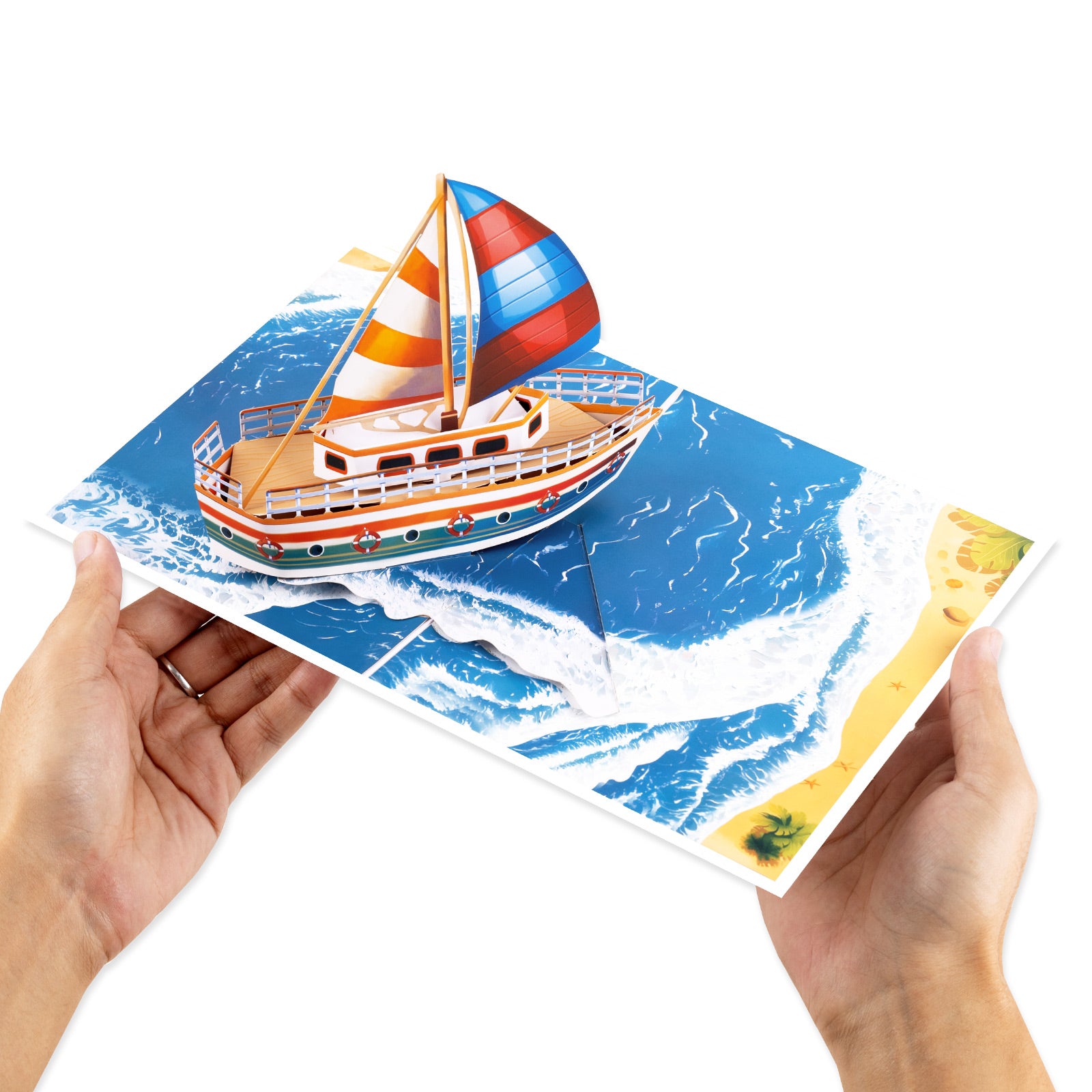 Colorful Sailboat Pop Up Card - 3D Ocean Sailing Greeting Card, Nautical Gift with Envelope & Notecard Magic Ants