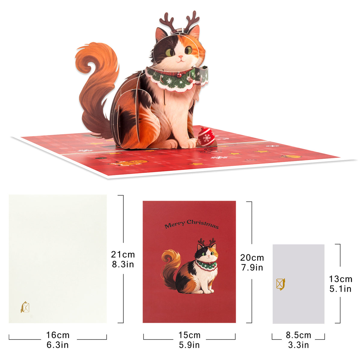 Cat in Costume 3D Pop-Up Christmas Card