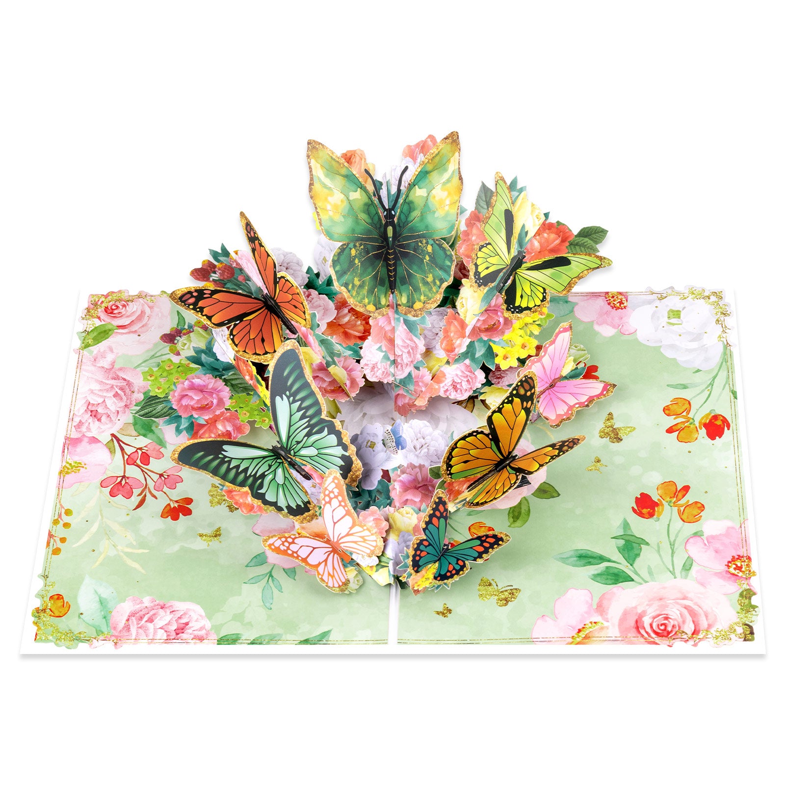 3D Butterfly Flying Pop-Up Greeting Card | Floral Garden Silent Design | Elegant Paper Sculpture