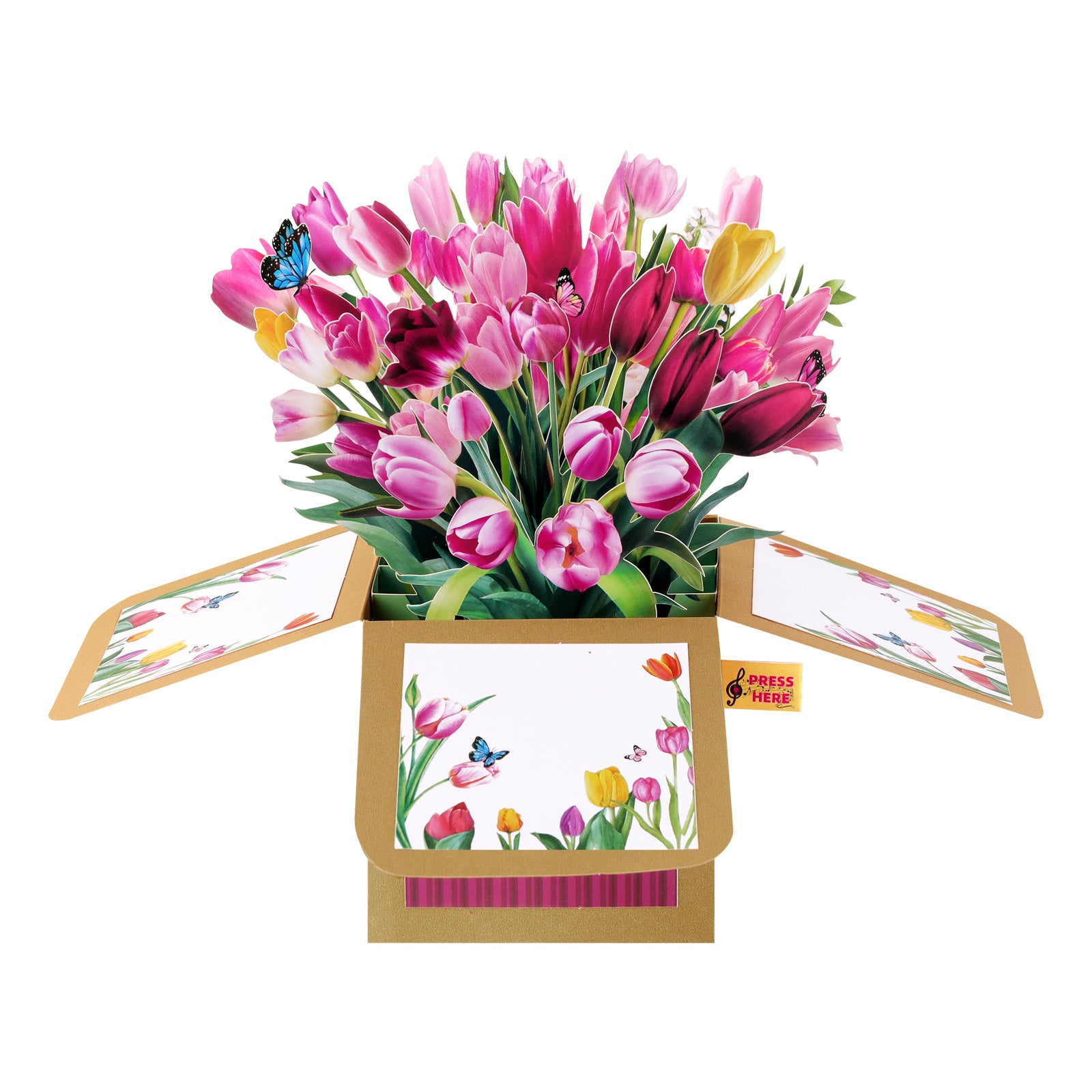 Musical Birthday Pop-Up Card with Tulip Flowers Magic Ants