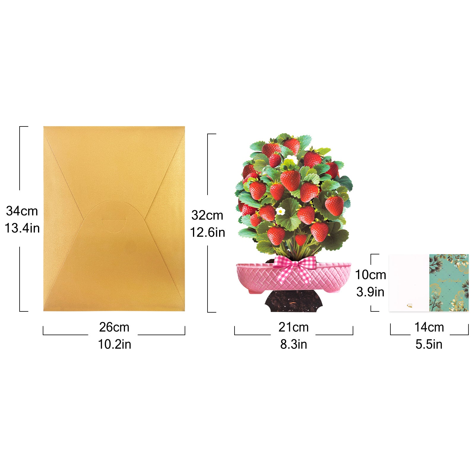 Strawberry Bouquet 3D Pop-Up Card | Personalized Sweet & Fun Greeting Card for Birthdays & All Occasions