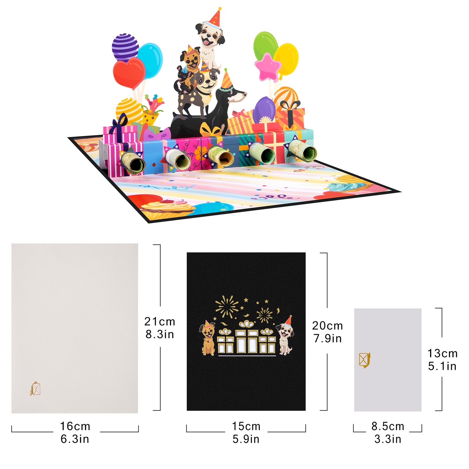 Birthday Pop Up Money Gift Card - 3D Cute Dog Birthday Greeting Card with Cash & Gift Card Holder