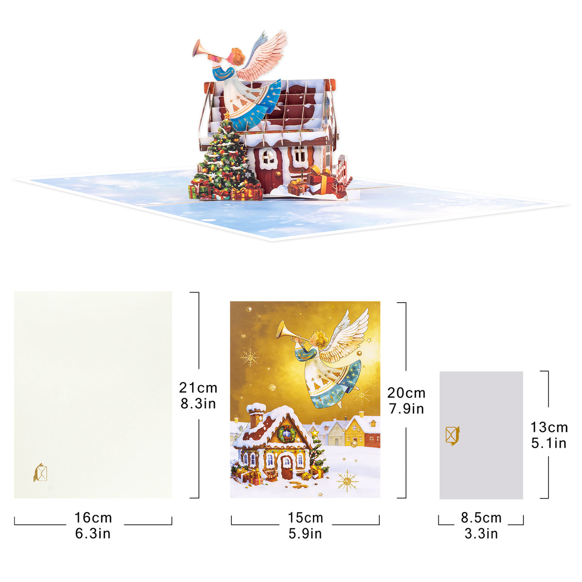 Angel with Trumpet 3D Pop-Up Christmas Card
