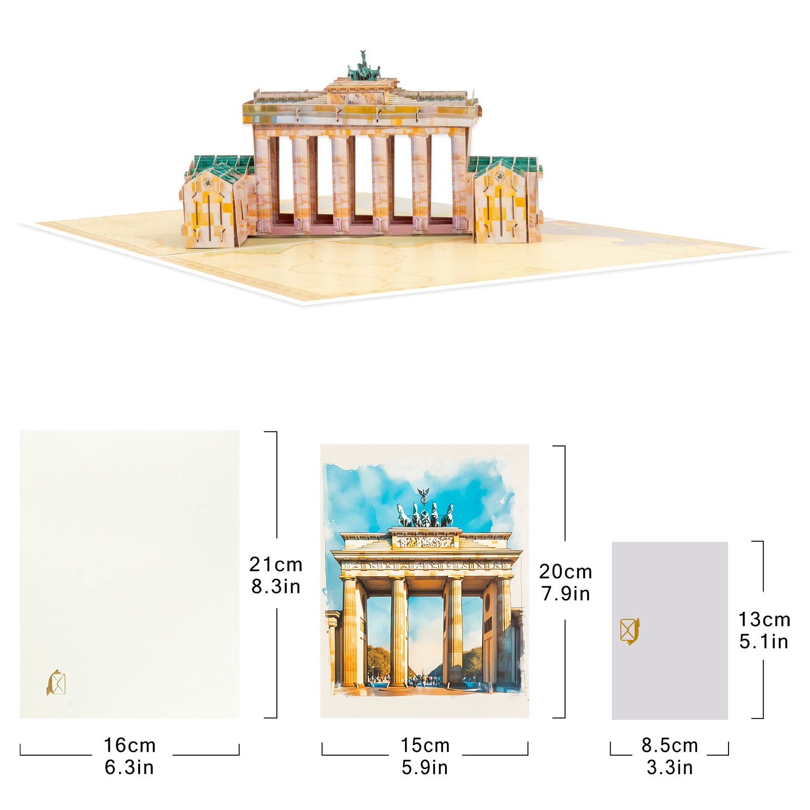Layered columns on the Brandenburg Gate paper card