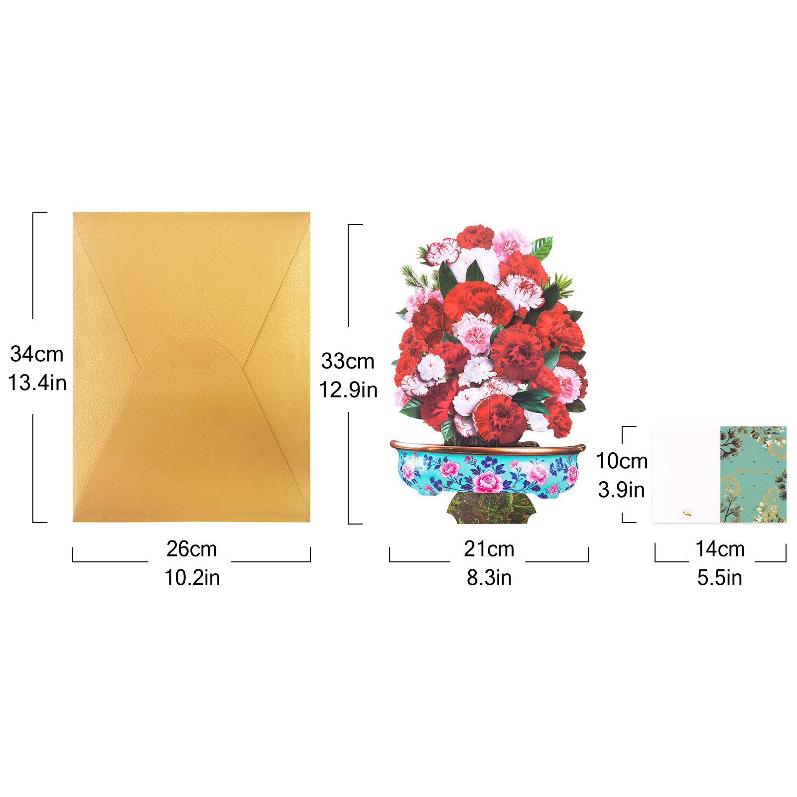 Carnation Bouquet 3D Pop-Up Card | Personalized Floral Card for Mother's Day, Birthdays & More