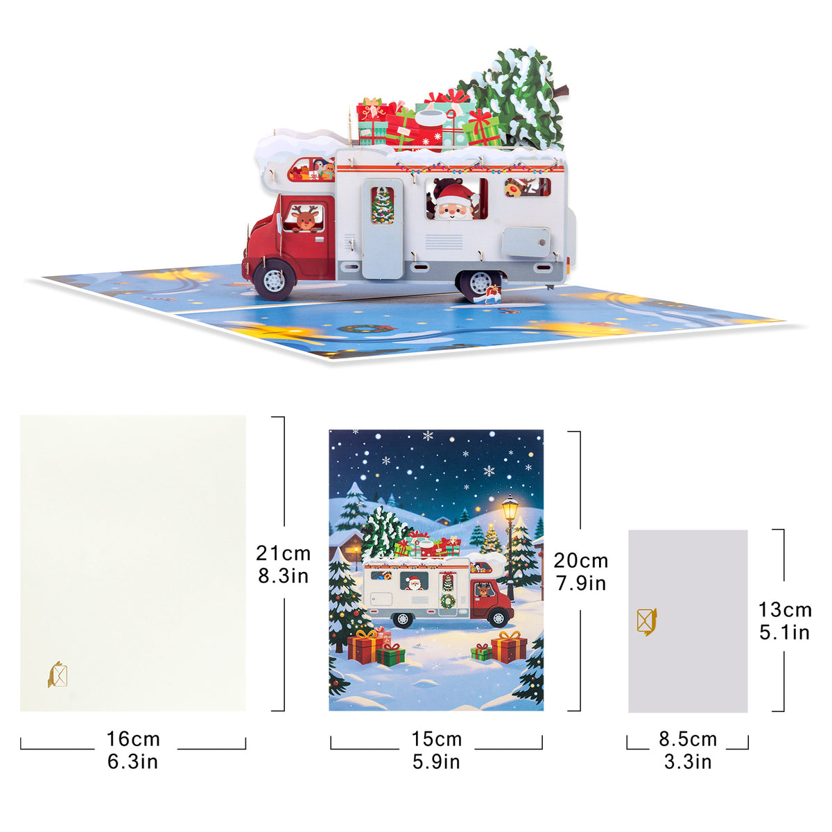 Snowy RV Camper 3D Pop-Up Christmas Card