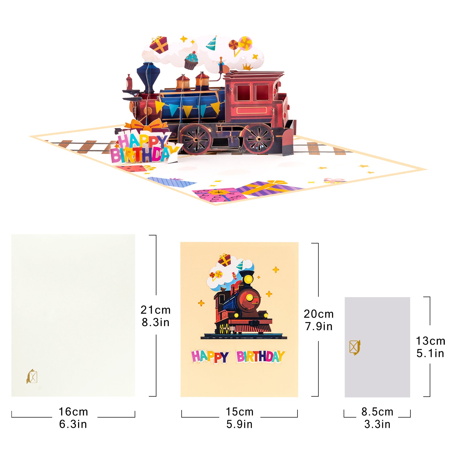 Train Birthday Pop-Up Card for Kids and Train Lovers Magic Ants