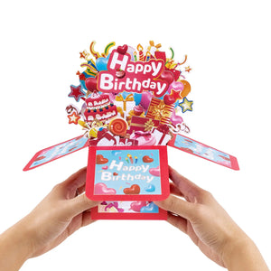 Birthday Gift Box Pop Up Card - 3D Celebration Bouquet Box Design | Handmade Unique Birthday Gift Card Magic Ants